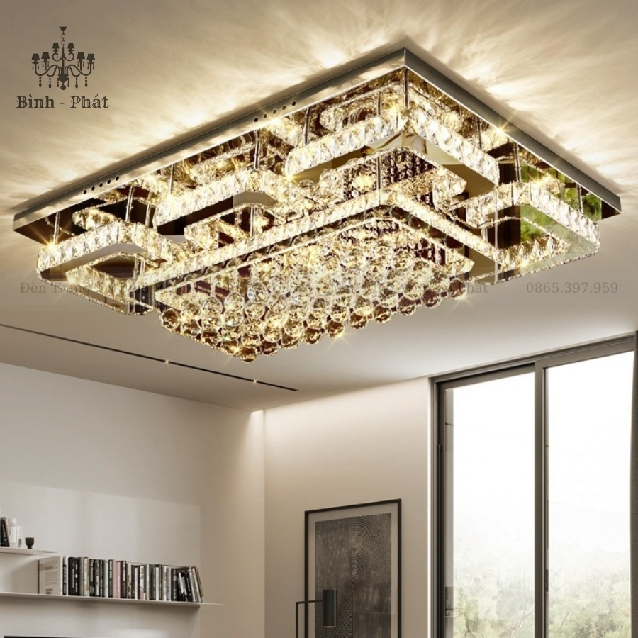 Mâm Ốp Trần Pha Lê Chữ Nhật 411