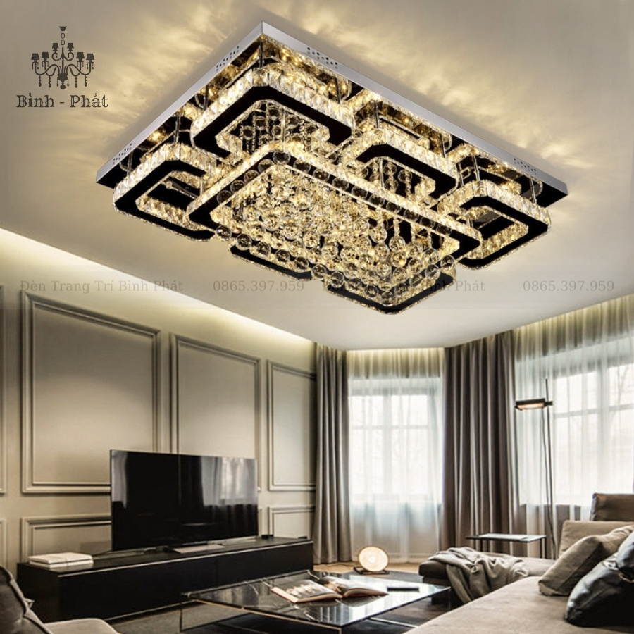 Mâm Ốp Trần Pha Lê Chữ Nhật 411