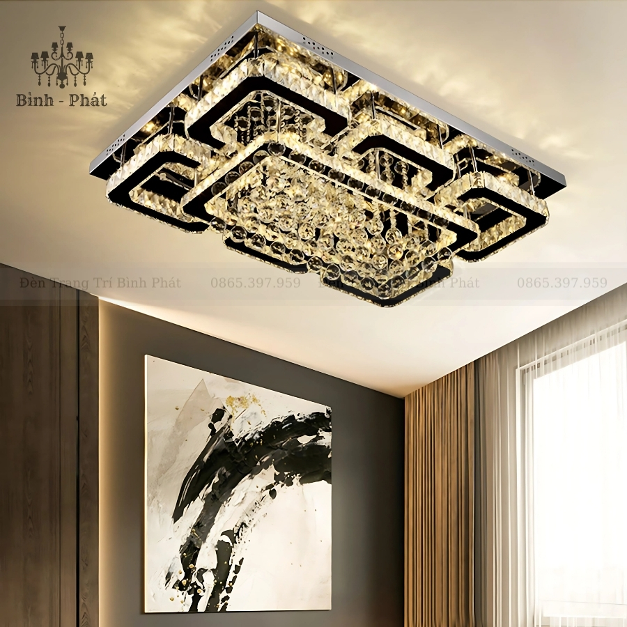 Mâm Ốp Trần Pha Lê Chữ Nhật 411