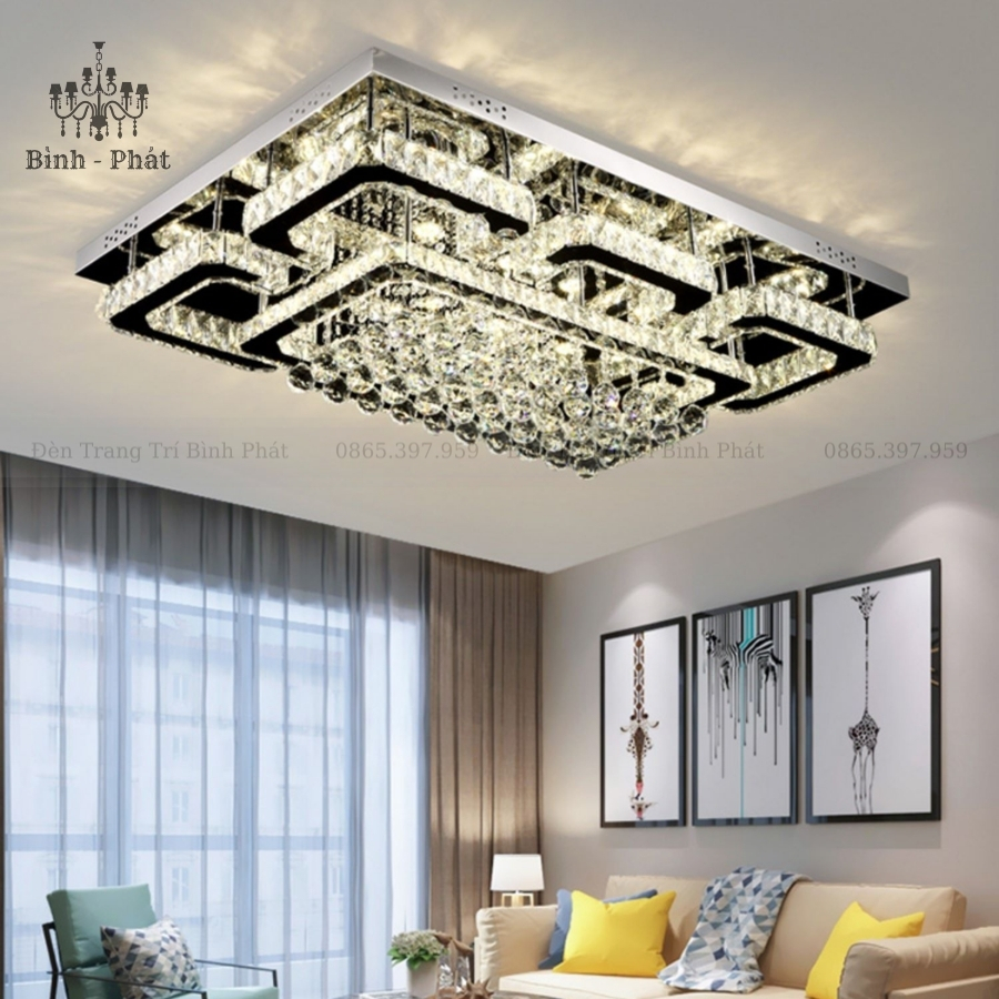 Mâm Ốp Trần Pha Lê Chữ Nhật 411