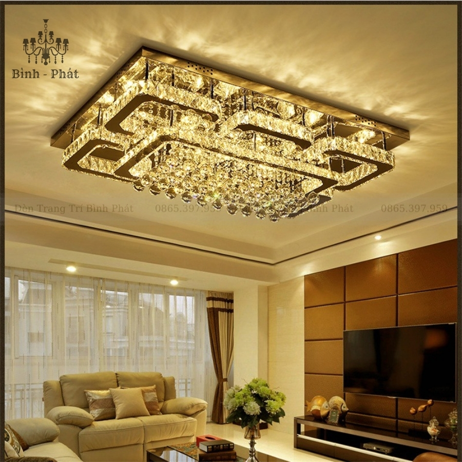 Mâm Ốp Trần Pha Lê Chữ Nhật 411
