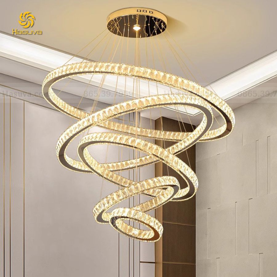 Đèn Thả 5 Vòng Pha Lê